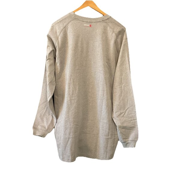 Ariat Men's FR Air Crew Neck Long-Sleeve Work T-Shirt XXL-Tall Silver Fox Gray - Picture 2 of 11